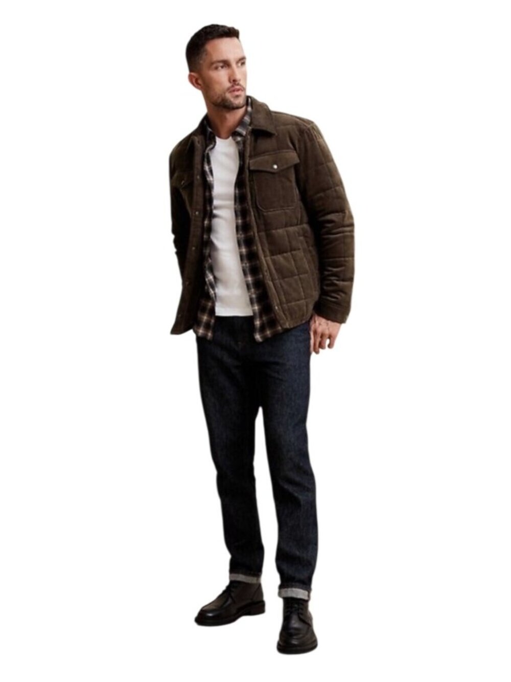 Banana Republic Brown Quilted Corduroy Chore Coat Jacket XS Mens Casual Outerwea